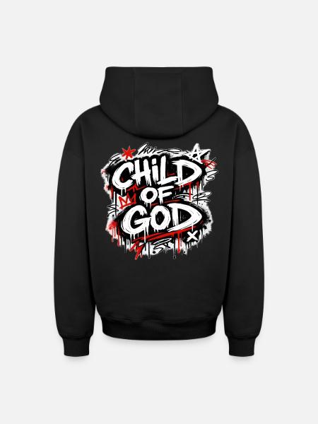 Child of God Graffiti Lettering - Oversized Heavyweight Unisex Zip Hoodie - black