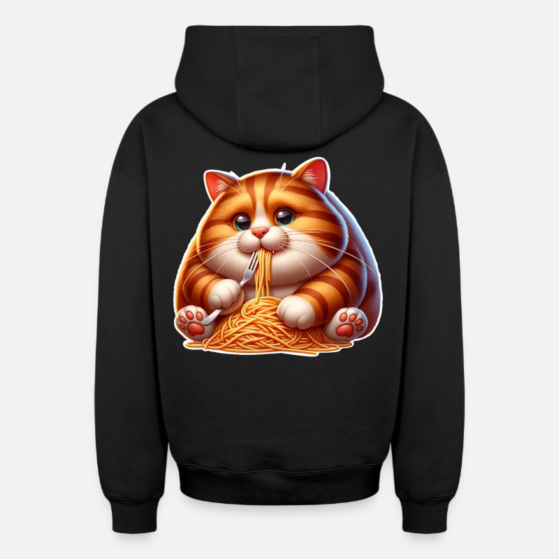 Pâtes pour chat - Sweat à capuche unisexe zippé oversize épais SPREAD - noir