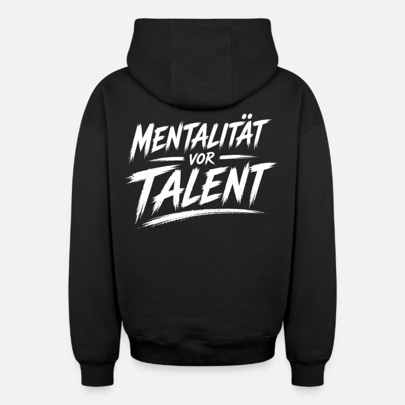 La mentalité avant le talent - Sweat à capuche unisexe zippé oversize épais SPREAD - noir
