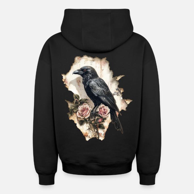 Corbeau - Sweat à capuche unisexe zippé oversize épais SPREAD - noir