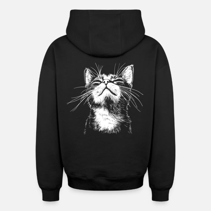 Drôle de Chat - Sweat à capuche unisexe zippé oversize épais SPREAD - noir