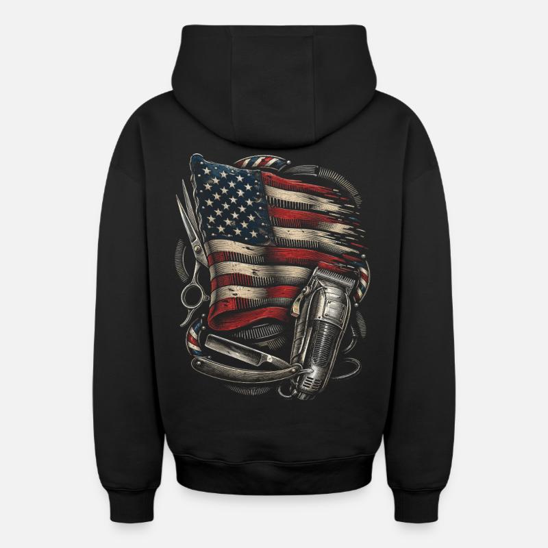 Barber Barbier - Sweat à capuche unisexe zippé oversize épais SPREAD - noir