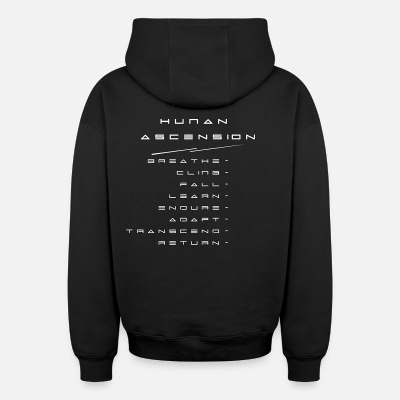 Human ascension  - Sweat à capuche unisexe zippé oversize épais SPREAD - noir