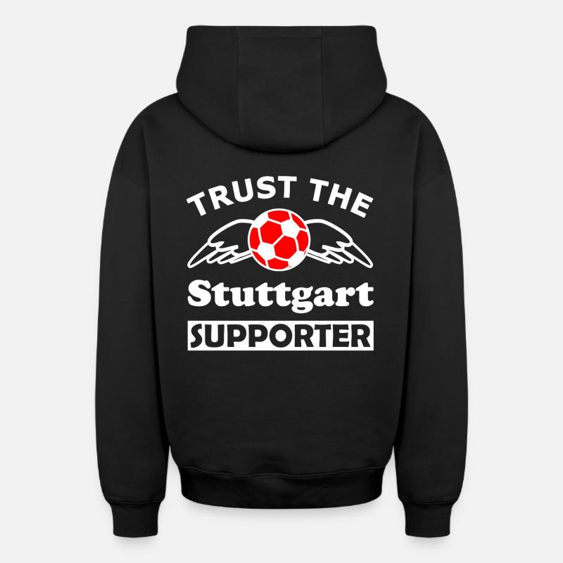 Stuttgart Supporter Wingball - Sweat à capuche unisexe zippé oversize épais SPREAD - noir