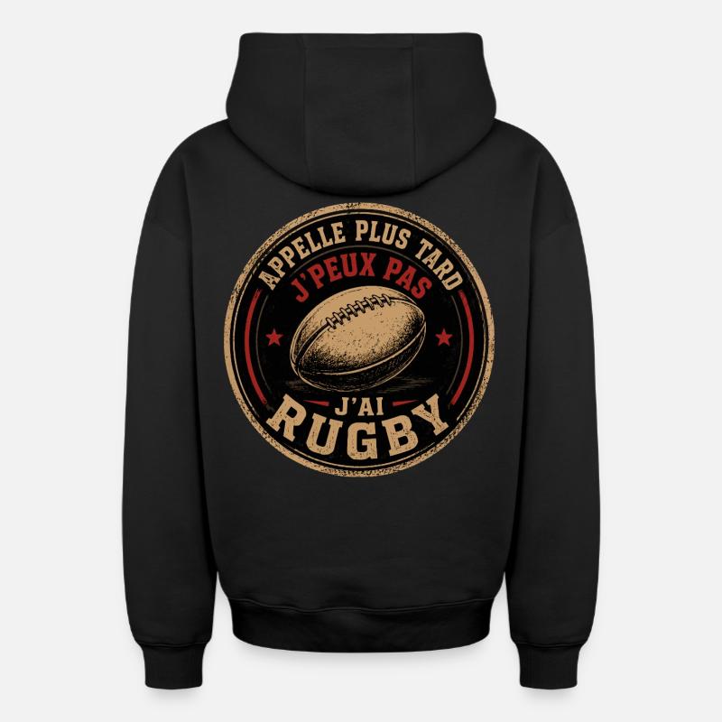 Appelle Plus Tard Rugby - Sweat à capuche unisexe zippé oversize épais SPREAD - noir