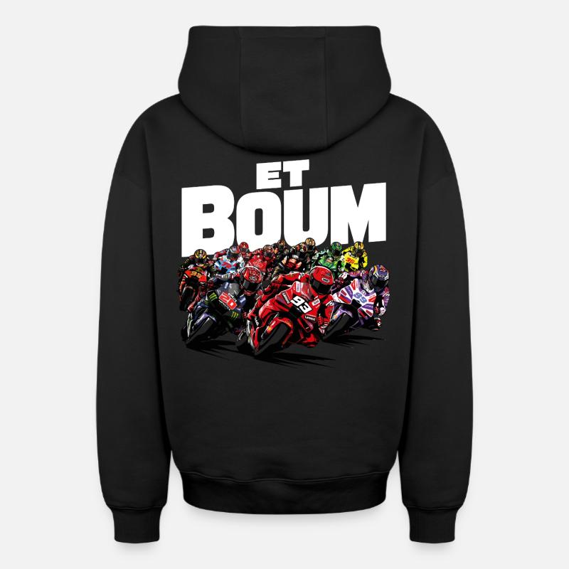 ET BOUM - Sweat à capuche unisexe zippé oversize épais SPREAD - noir
