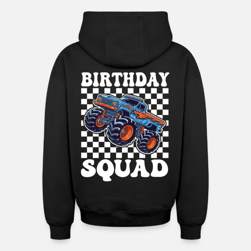 Équipe d’anniversaire des Monster Trucks - Sweat à capuche unisexe zippé oversize épais SPREAD - noir