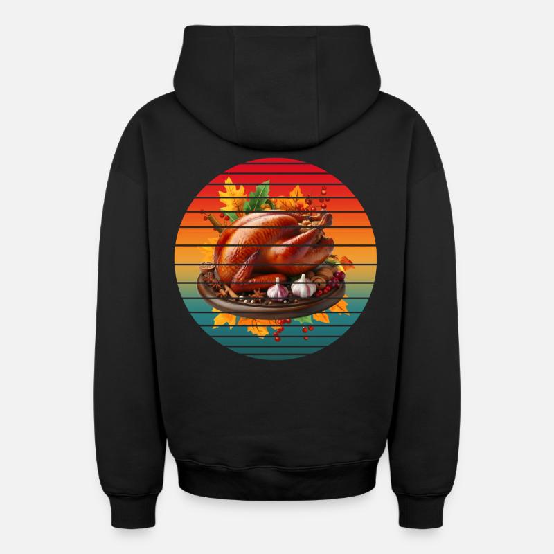 DINDE MILLÉSIMÉE - Sweat à capuche unisexe zippé oversize épais SPREAD - noir