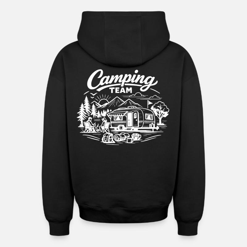 Camping Team Wagon - Sweat à capuche unisexe zippé oversize épais SPREAD - noir