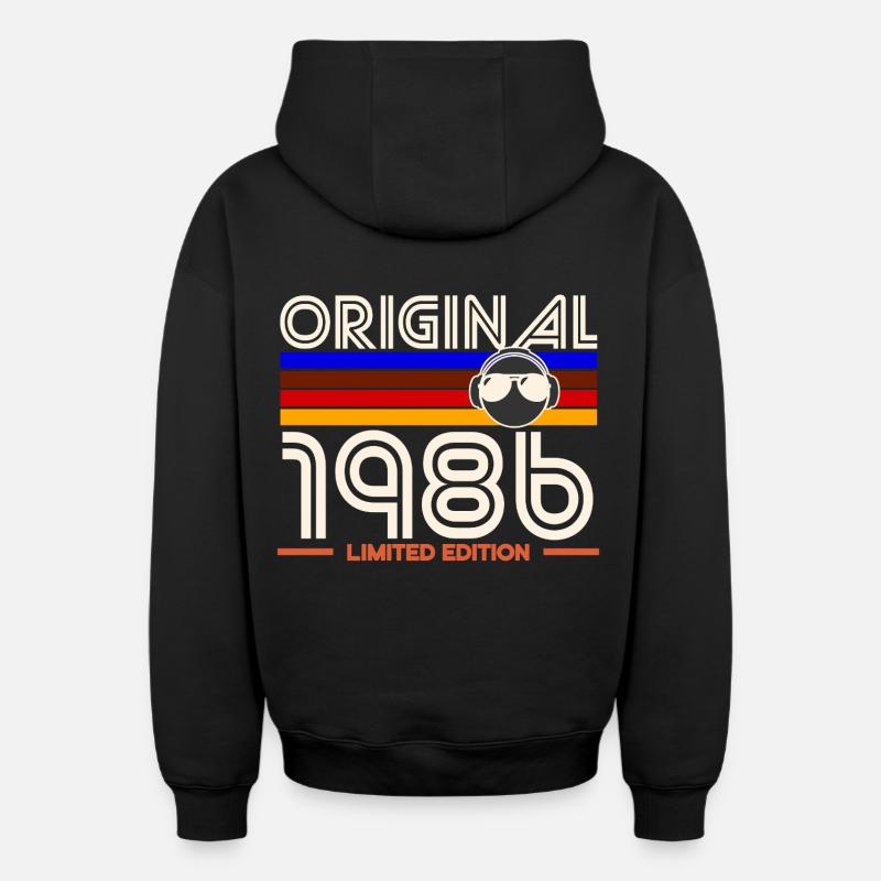 Original 1986 Edition Limitée - Sweat à capuche unisexe zippé oversize épais SPREAD - noir