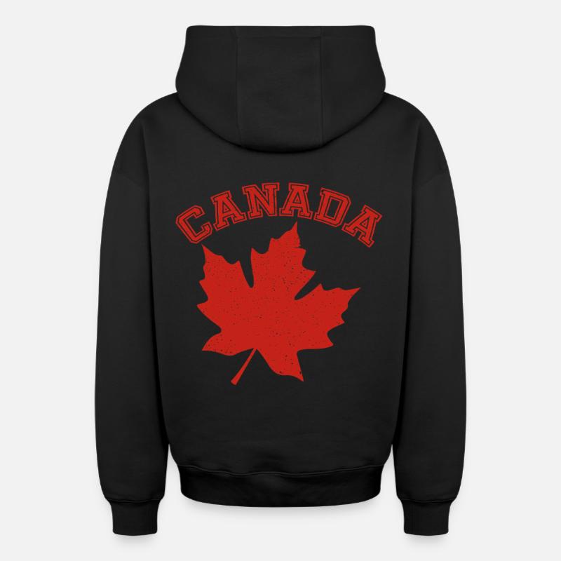 Canada Maple Leaf Fière Fierté canadienne - Sweat à capuche unisexe zippé oversize épais SPREAD - noir