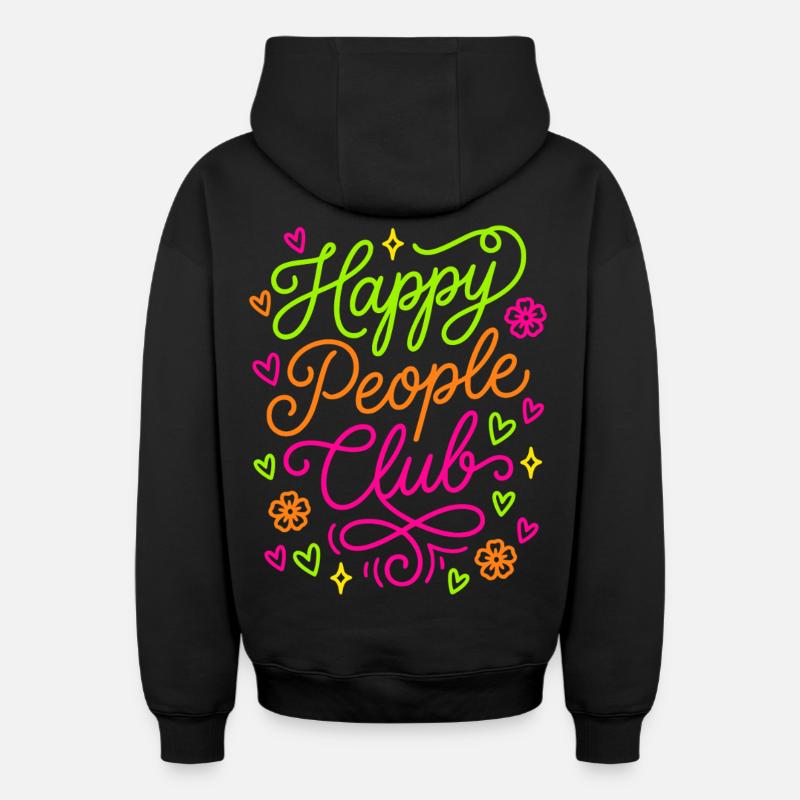 Club des Gens Heureux - Sweat à capuche unisexe zippé oversize épais SPREAD - noir