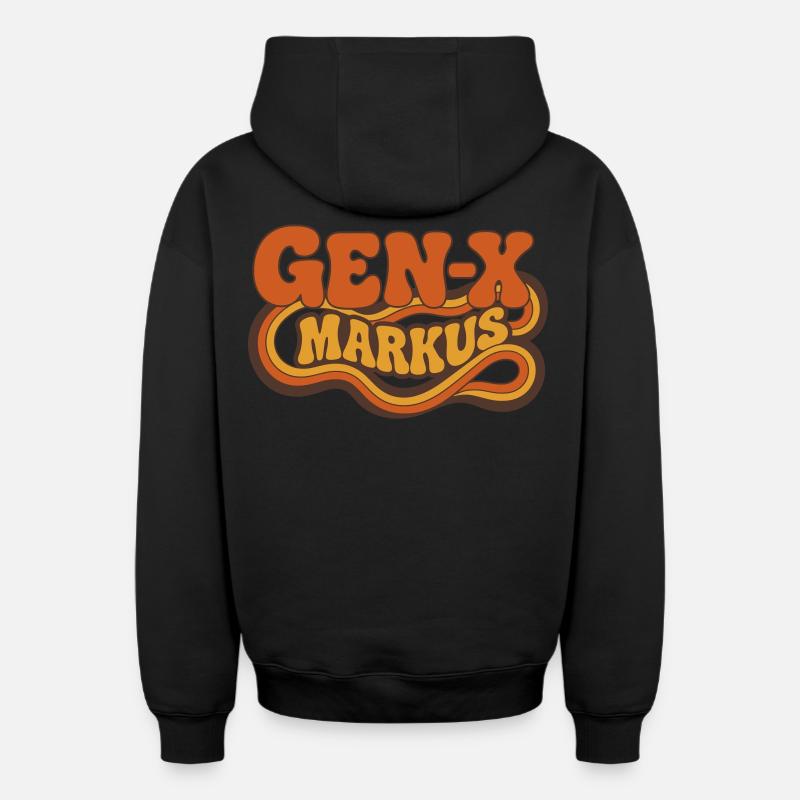 Logo rétro Gen-X Markus - Sweat à capuche unisexe zippé oversize épais SPREAD - noir