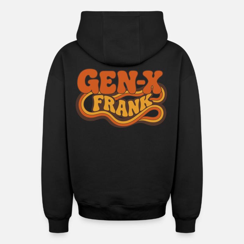 Logo rétro de Frank Gen-X - Sweat à capuche unisexe zippé oversize épais SPREAD - noir