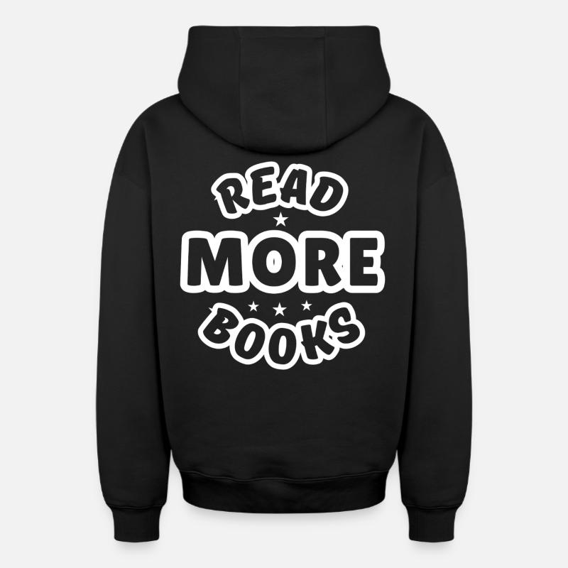 Lire plus de livres - Sweat à capuche unisexe zippé oversize épais SPREAD - noir
