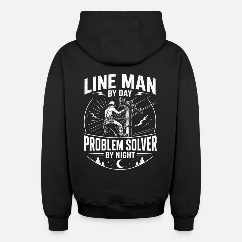 Motif de technicien câble électrique - Sweat à capuche unisexe zippé oversize épais SPREAD - noir