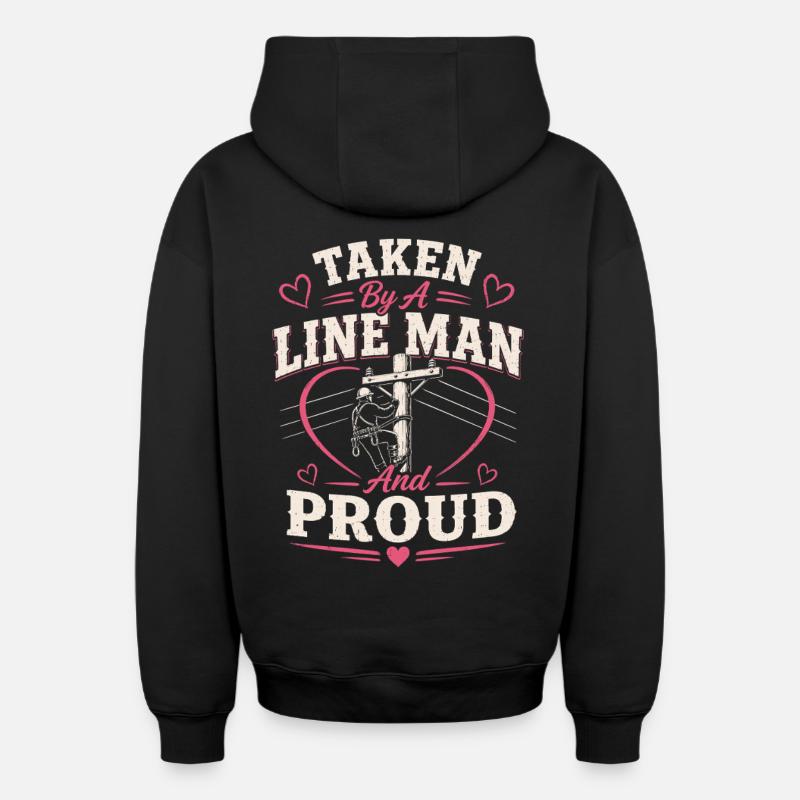 Épouse de Fier Lineman Câble - Sweat à capuche unisexe zippé oversize épais SPREAD - noir