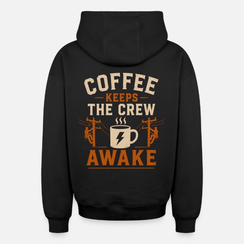 Technologie d’électricien Coffee Energy - Sweat à capuche unisexe zippé oversize épais SPREAD - noir