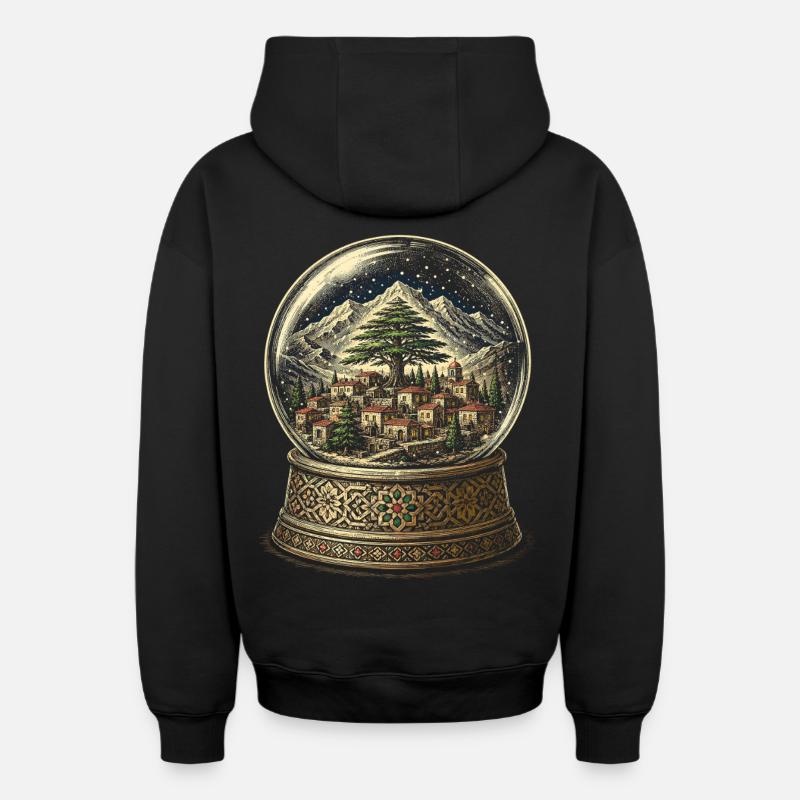 Liban Libanais - Sweat à capuche unisexe zippé oversize épais SPREAD - noir