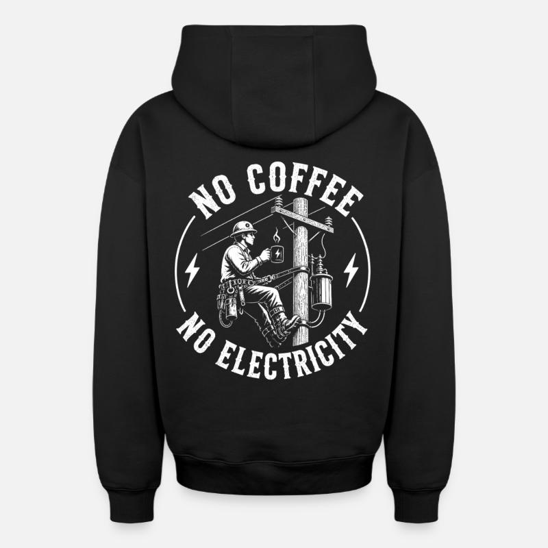 Pas d’alimentation sans café - Sweat à capuche unisexe zippé oversize épais SPREAD - noir