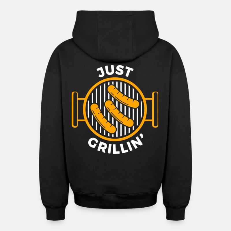 Juste griller des saucisses BBQ - Sweat à capuche unisexe zippé oversize épais SPREAD - noir