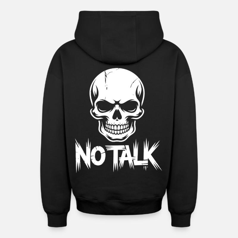Pas de parole, Crâne - Sweat à capuche unisexe zippé oversize épais SPREAD - noir