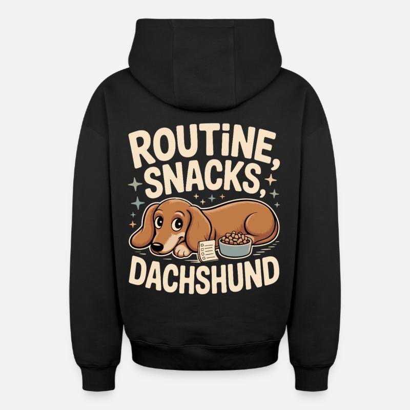 Routine Snacks Dackel - Oversized Heavyweight Unisex Zip Hoodie - Schwarz