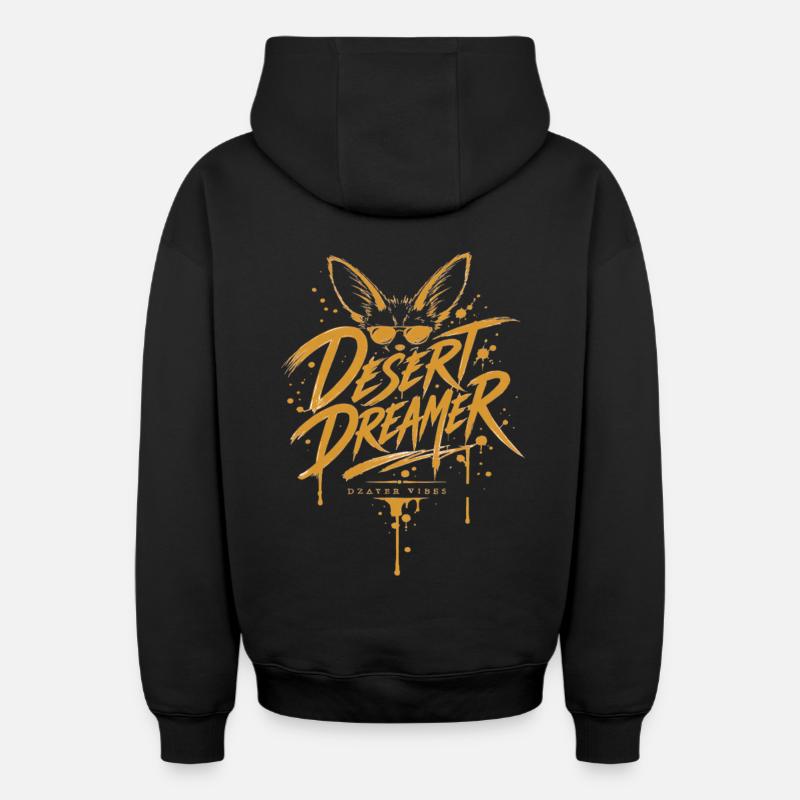 Desert Dreamer Fennec – Dzayer Vibes - Sweat à capuche unisexe zippé oversize épais SPREAD - noir