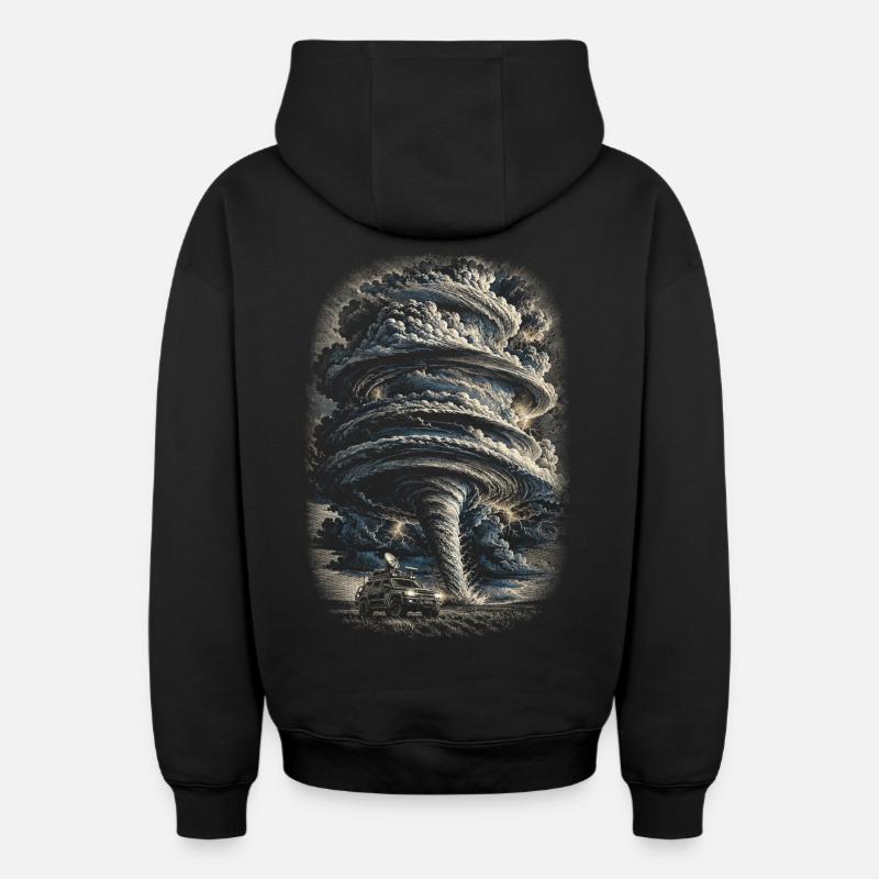 Météorologue chasseur de tempêtes - Sweat à capuche unisexe zippé oversize épais SPREAD - noir