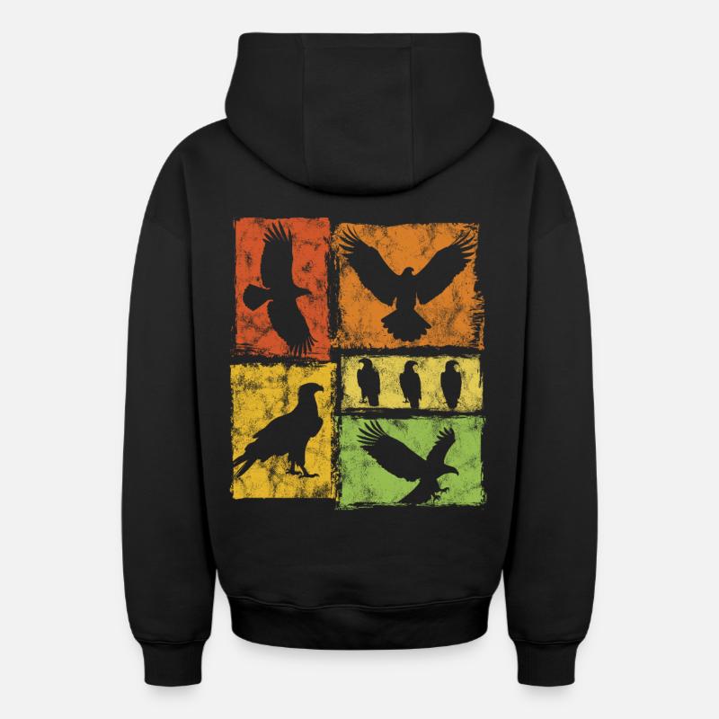 Eagle Retro Graphic - Sweat à capuche unisexe zippé oversize épais SPREAD - noir