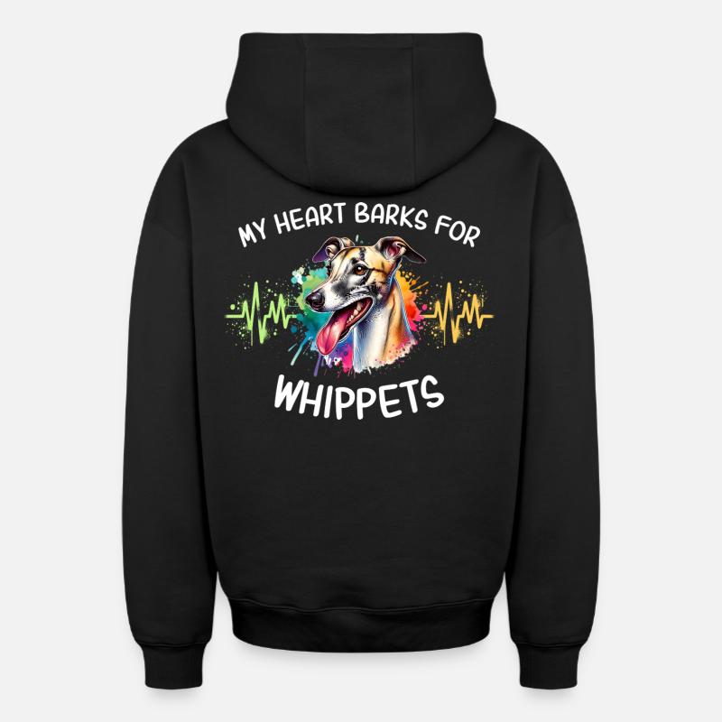 Greyhound Heartline - Sweat à capuche unisexe zippé oversize épais SPREAD - noir