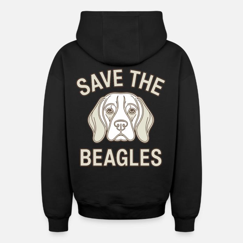 Sauvez les Beagle - Sweat à capuche unisexe zippé oversize épais SPREAD - noir