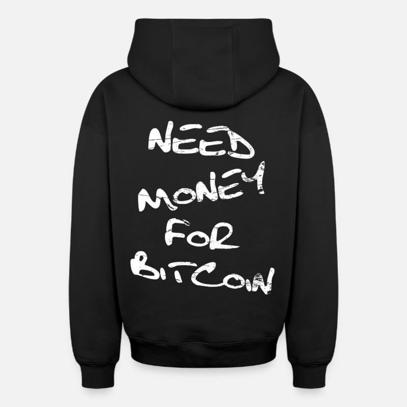 Besoin d’argent pour Bitcoin - Sweat à capuche unisexe zippé oversize épais SPREAD - noir