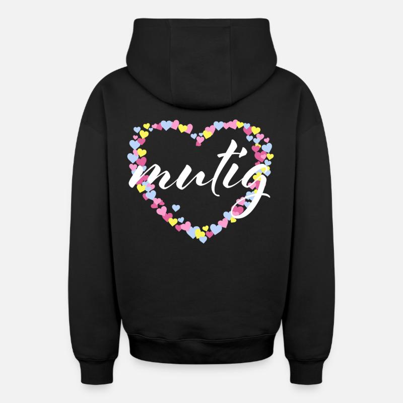 Courageous Courage Encourage - Cœur Pastel - Sweat à capuche unisexe zippé oversize épais SPREAD - noir