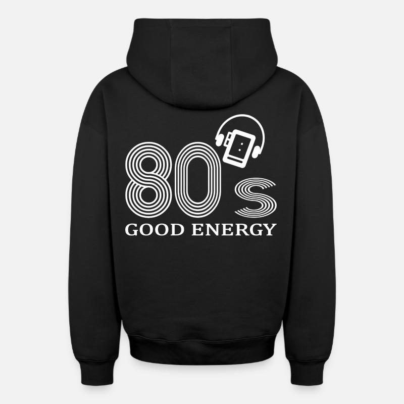 années 80 - Sweat à capuche unisexe zippé oversize épais SPREAD - noir