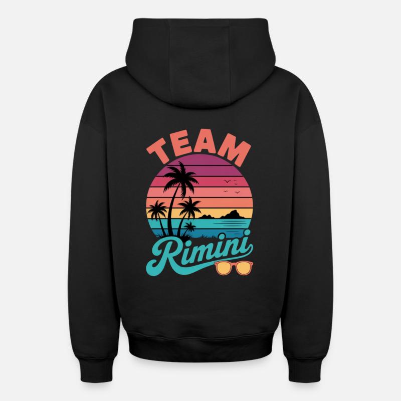 Équipe Rimini Sunset - Sweat à capuche unisexe zippé oversize épais SPREAD - noir