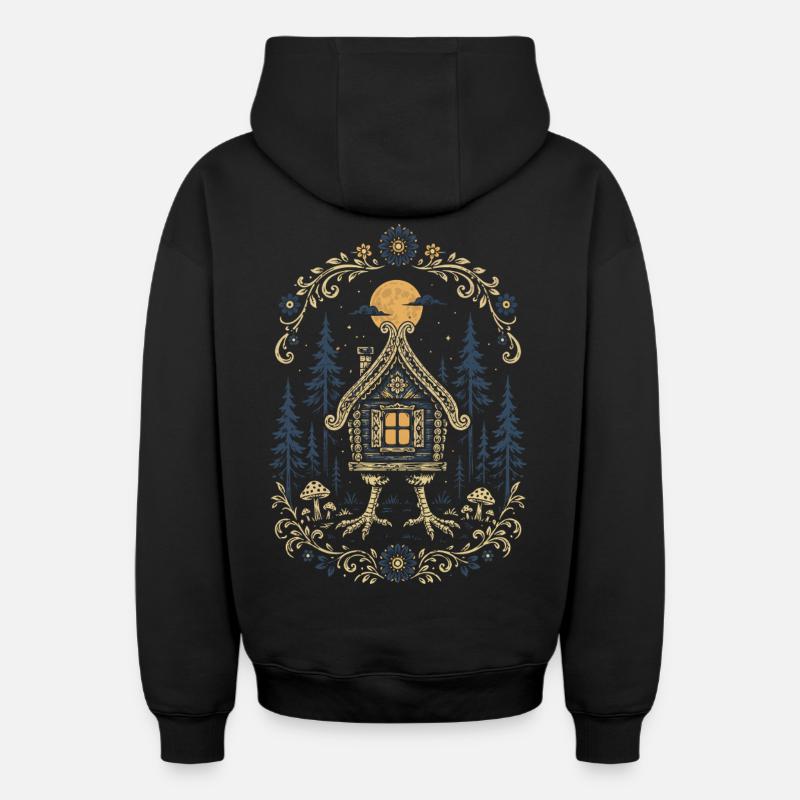 Baba Yaga Hut - Sweat à capuche unisexe zippé oversize épais SPREAD - noir