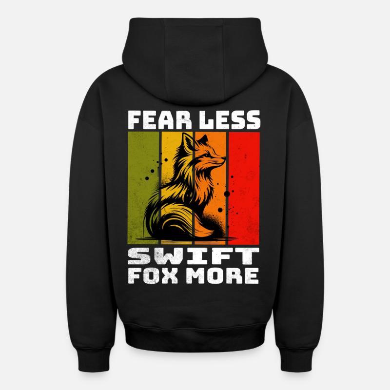 Renard Rapide Swiftfuchs - Sweat à capuche unisexe zippé oversize épais SPREAD - noir