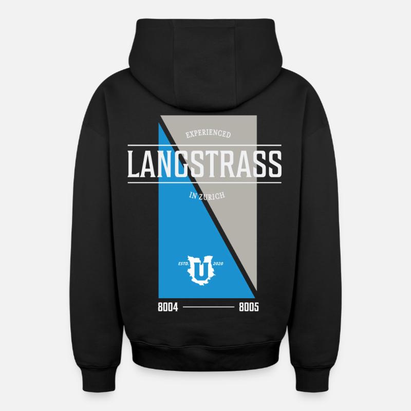 Édition Langstrass - Sweat à capuche unisexe zippé oversize épais SPREAD - noir