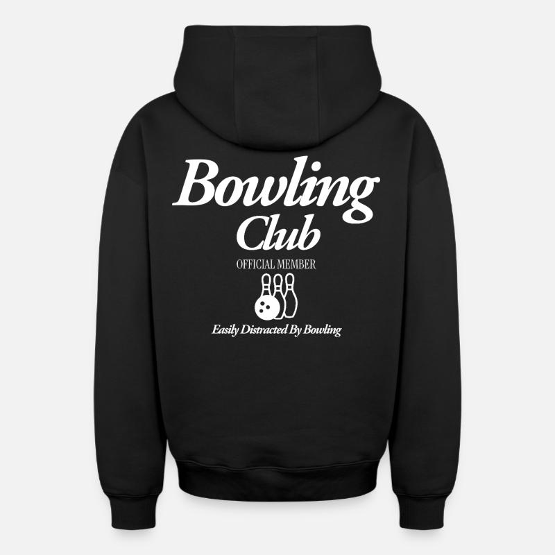 Bowling Club - Sweat à capuche unisexe zippé oversize épais SPREAD - noir
