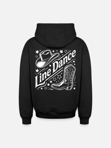 Line Dance Western Graphic - Oversized Heavyweight Unisex Zip Hoodie - black