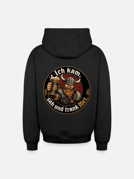 Wikinger Bier Spruch - Oversized Heavyweight Unisex Zip Hoodie - Schwarz
