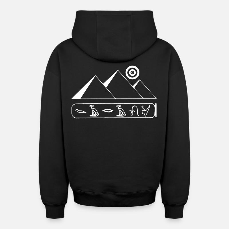 Pyramides et pharaon blanc - Sweat à capuche unisexe zippé oversize épais SPREAD - noir