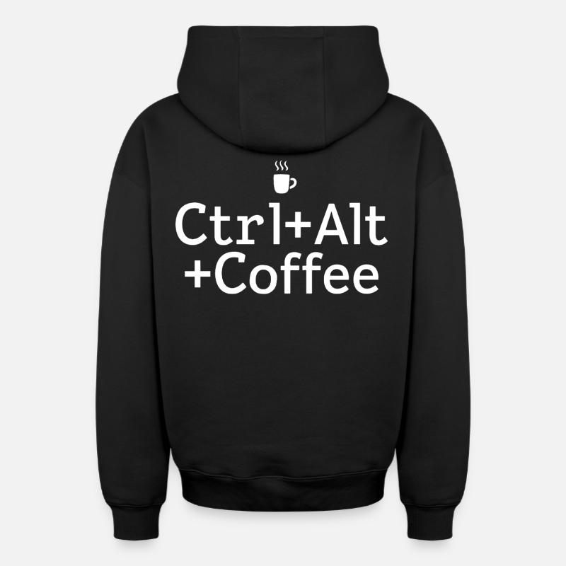 Kaffee-pause Ctrl-Alt-Café - Sweat à capuche unisexe zippé oversize épais SPREAD - noir