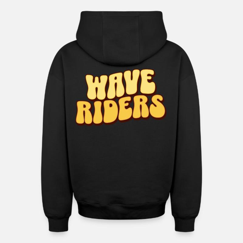 Surf Surfen Surfer - Sweat à capuche unisexe zippé oversize épais SPREAD - noir