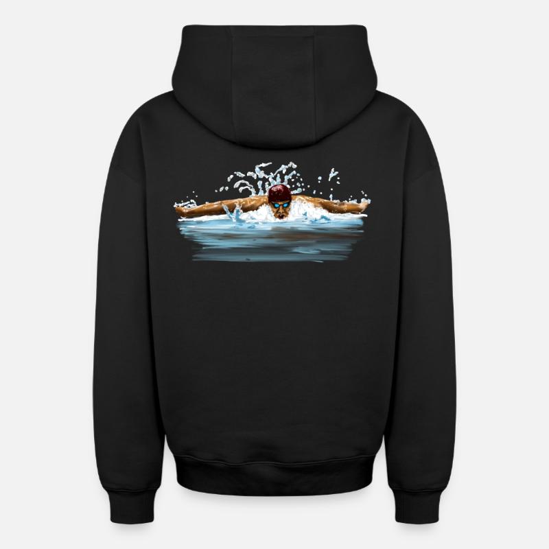 swimmer - Sweat à capuche unisexe zippé oversize épais SPREAD - noir