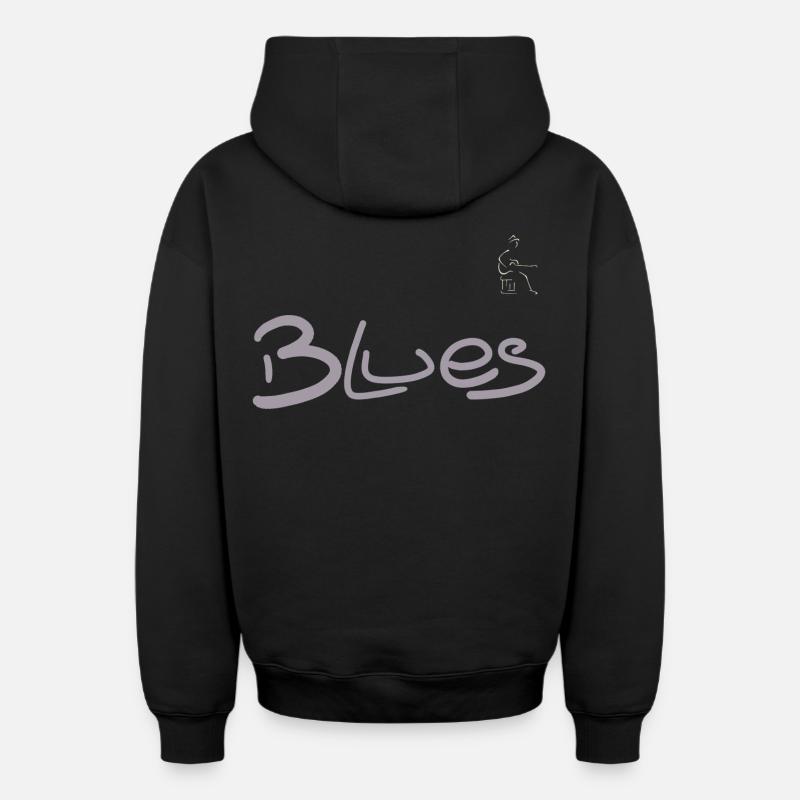 Blues guitariste - Sweat à capuche unisexe zippé oversize épais SPREAD - noir