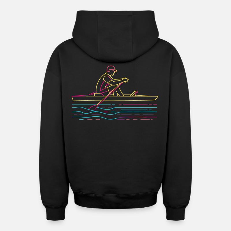 Aviron Steamwave - Sweat à capuche unisexe zippé oversize épais SPREAD - noir