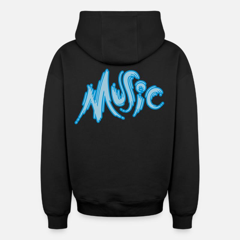 Music - Oversized Heavyweight Unisex Zip Hoodie - Schwarz