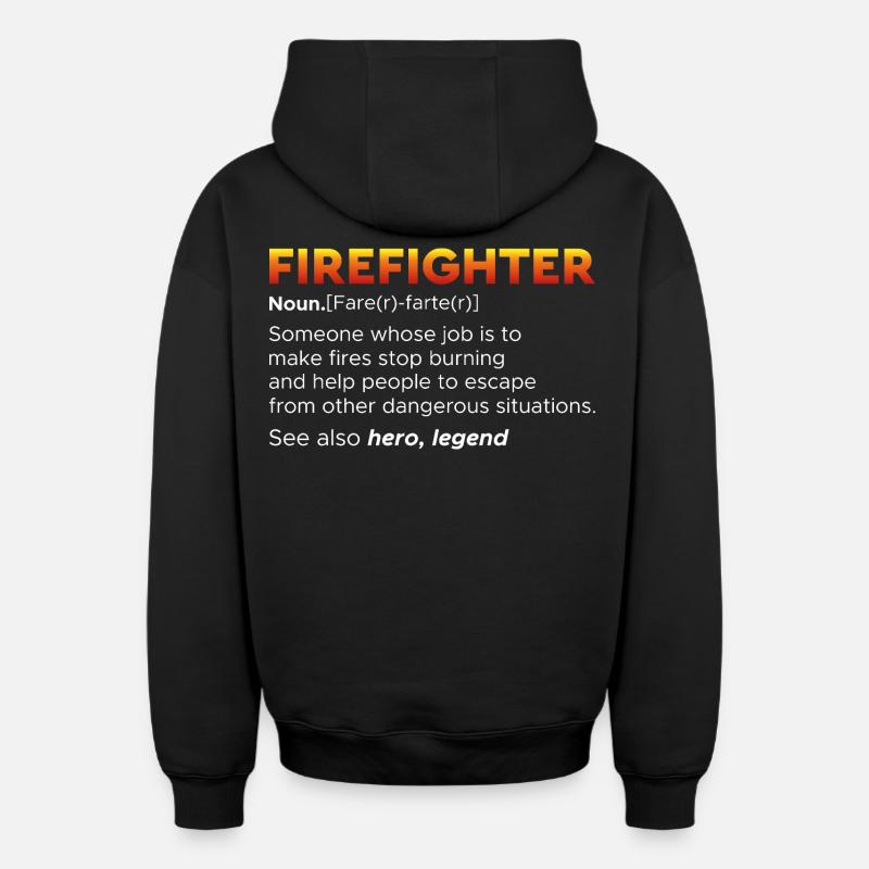 Pompiers - Sweat à capuche unisexe zippé oversize épais SPREAD - noir